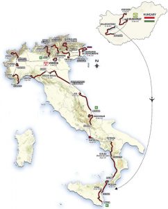 Giro d'Italia 2022 map of the entire race with all stages
