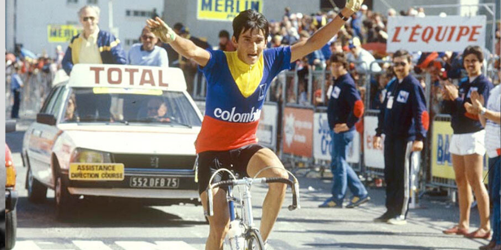 First Columbian cyclist to win a Tour de France stage - Luis Herrara -Alpe d'Huez 1984