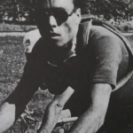 Italian cyclist Luigi Malabrocca wearing the so-called maglia nera jersey awarded to the last rider of the general classification, at the Giro d'Italia 1947.