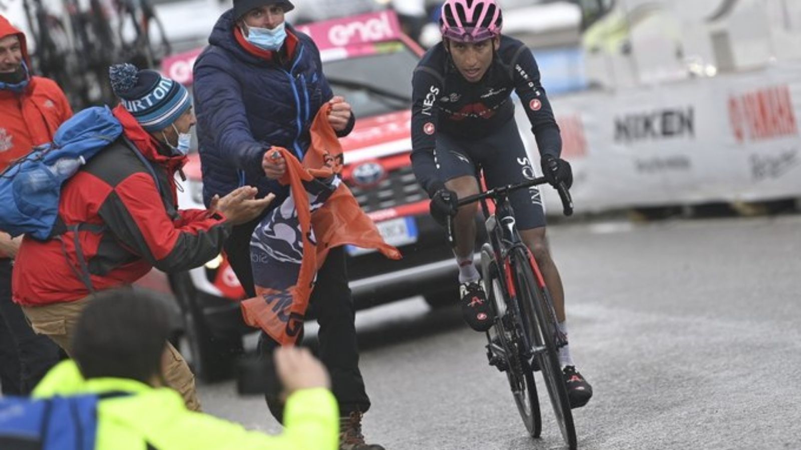 Egan Bernal (INEOS) Grenadiers arrives in Cortina d'Ampezzo on the 16th stage of Giro d'Italia 2021