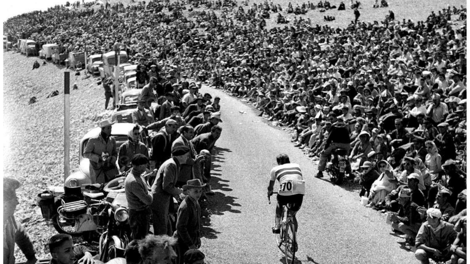 Charly Gaul on the Mont Ventoux during the individual time trial at the Tour de France 1958