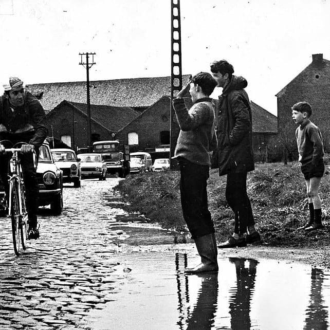 Eddy Merckx visitis the cobbles of Paris-Roubaix in 1970