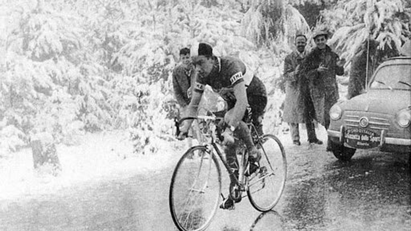 Iconic snow images at the Giro d'Italia Charly Gaul on the Monte Bondone 1956