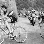 Legenday Tour de France mountian Alpe d'Huez first hilltop finish 1952 Fausto Coppi and Jean Robic riding together