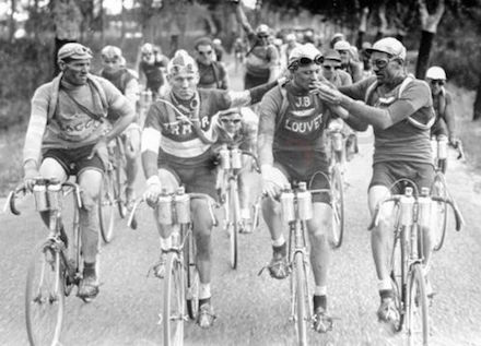 The famous picture od smoking cyclists at the Tour de France in 1927