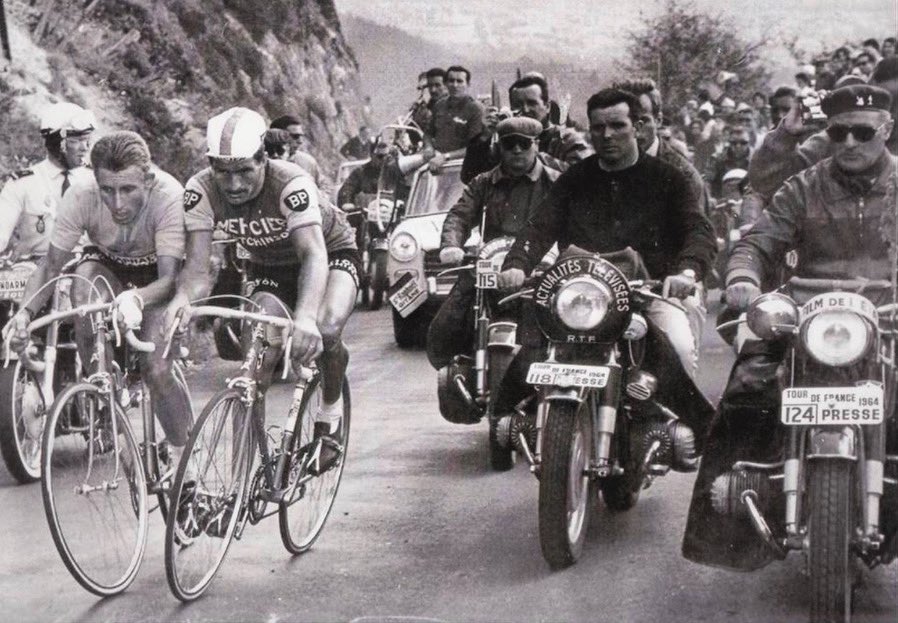 Tour de France on Puy de Dôme: Jacques Anquetil and Raymond Poulidor at the Tour de France in 1964 