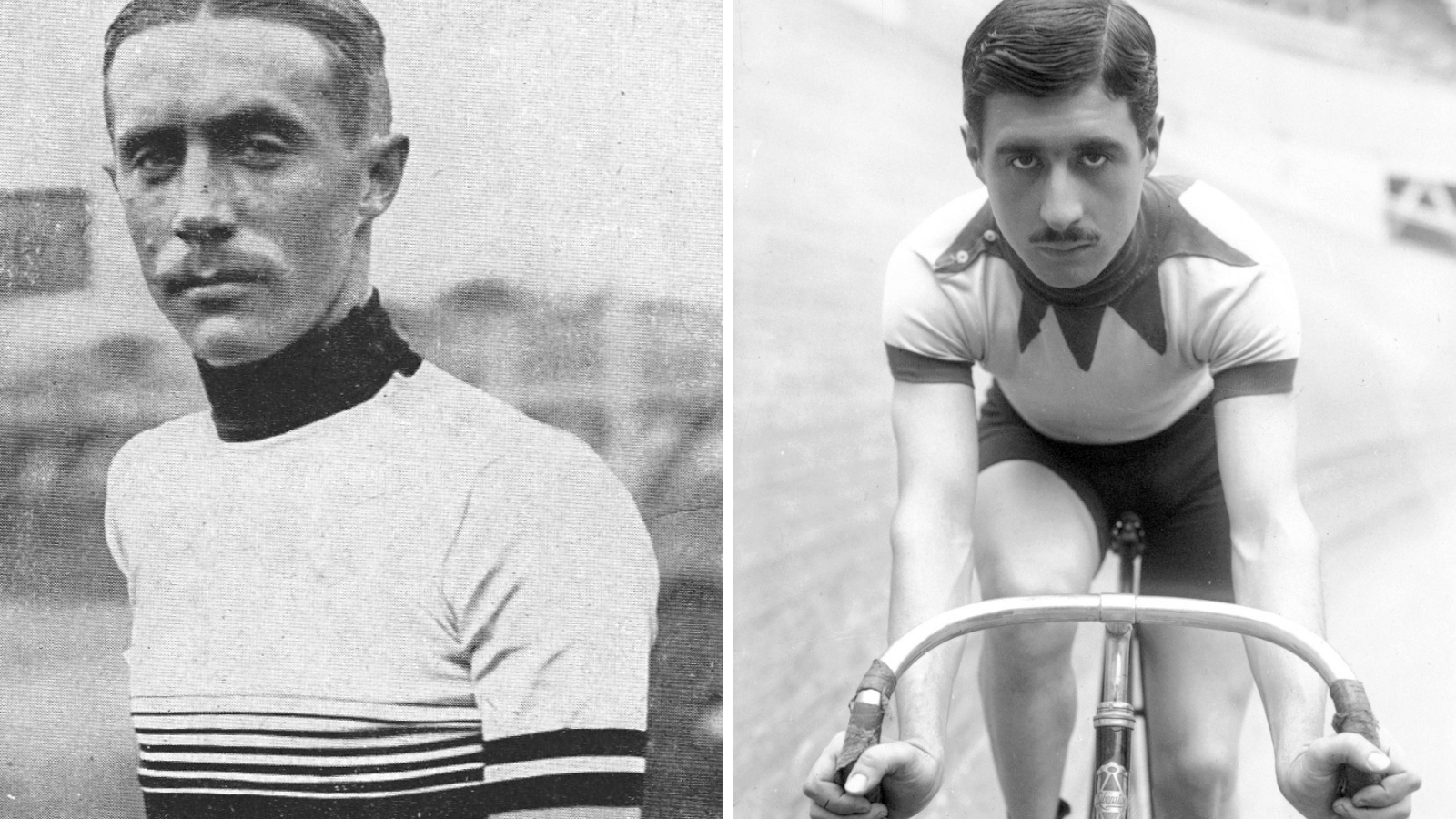 Portraits of the cyclists Oscar Egg and Marcel Berthet