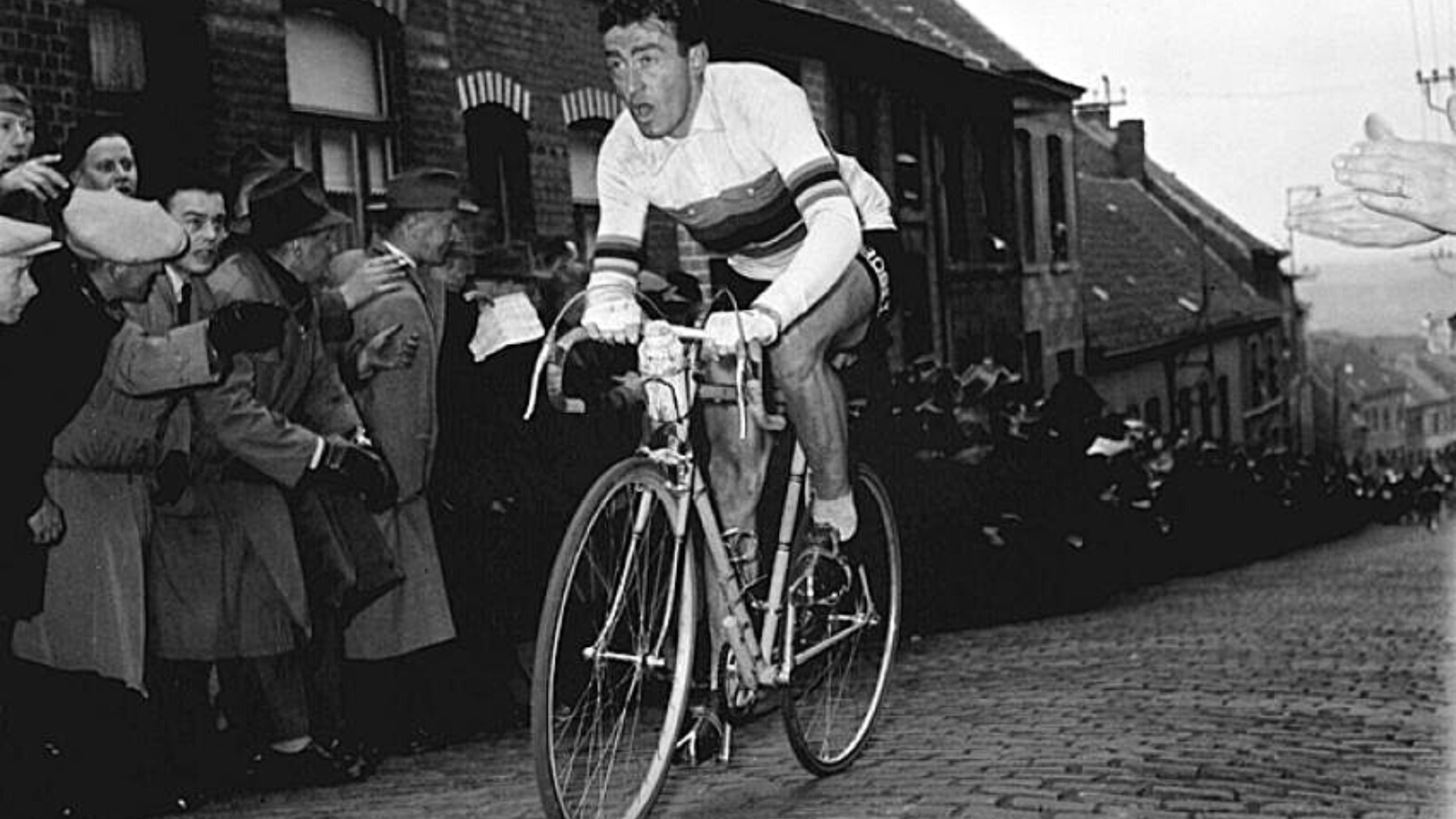 French three-time Tour de France winner and world champion Louison Bobet at the Ronde van Vlaanderen in 1955