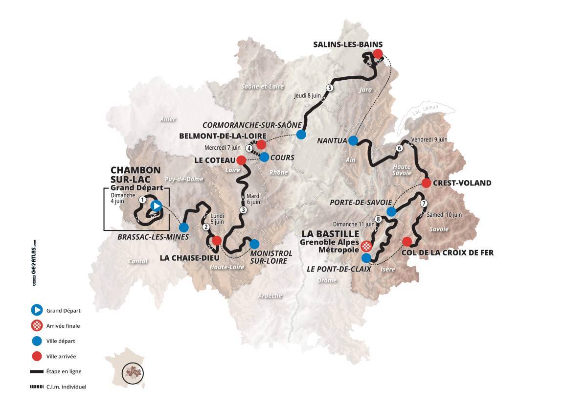 Critérium du Dauphiné 2023 map