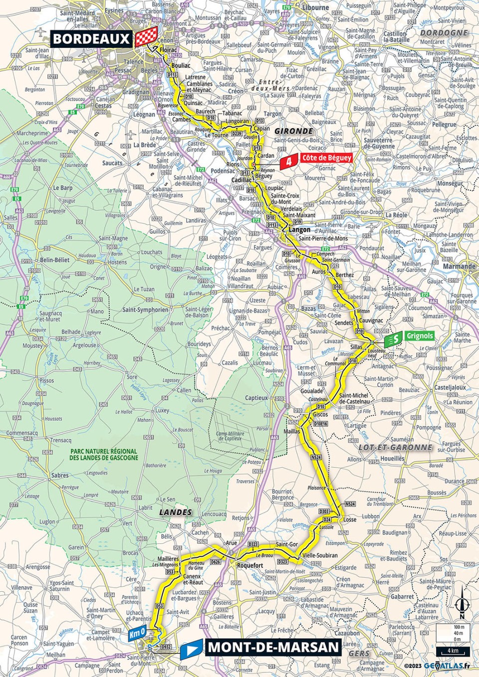 Map of the 7th stage of Tour de France 2023 