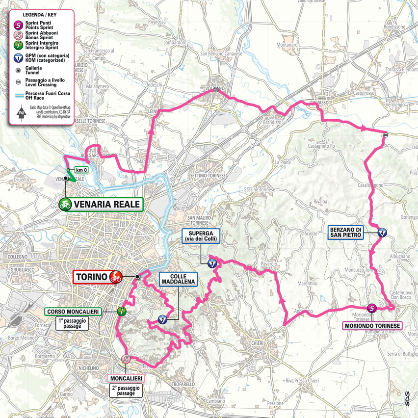 Map for the first stage of Giro d'Italia 2024