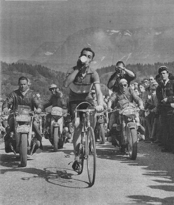 Charly Gaul on his way to win the 18th stage of Tour de France 1956 