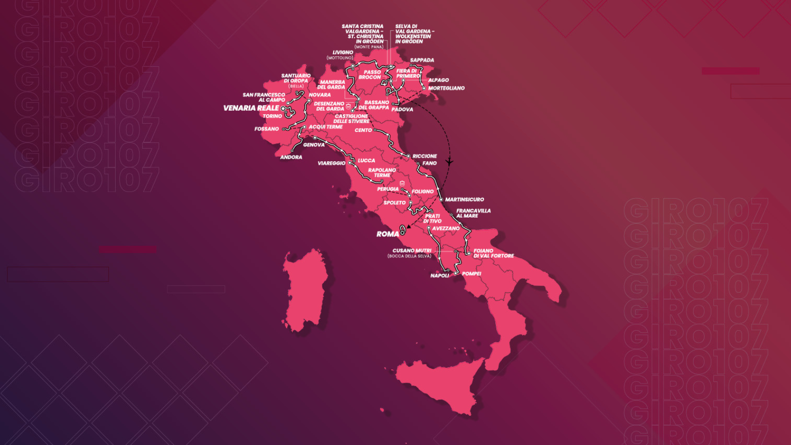 Giro d'Italia 2024 all stages in one picure.