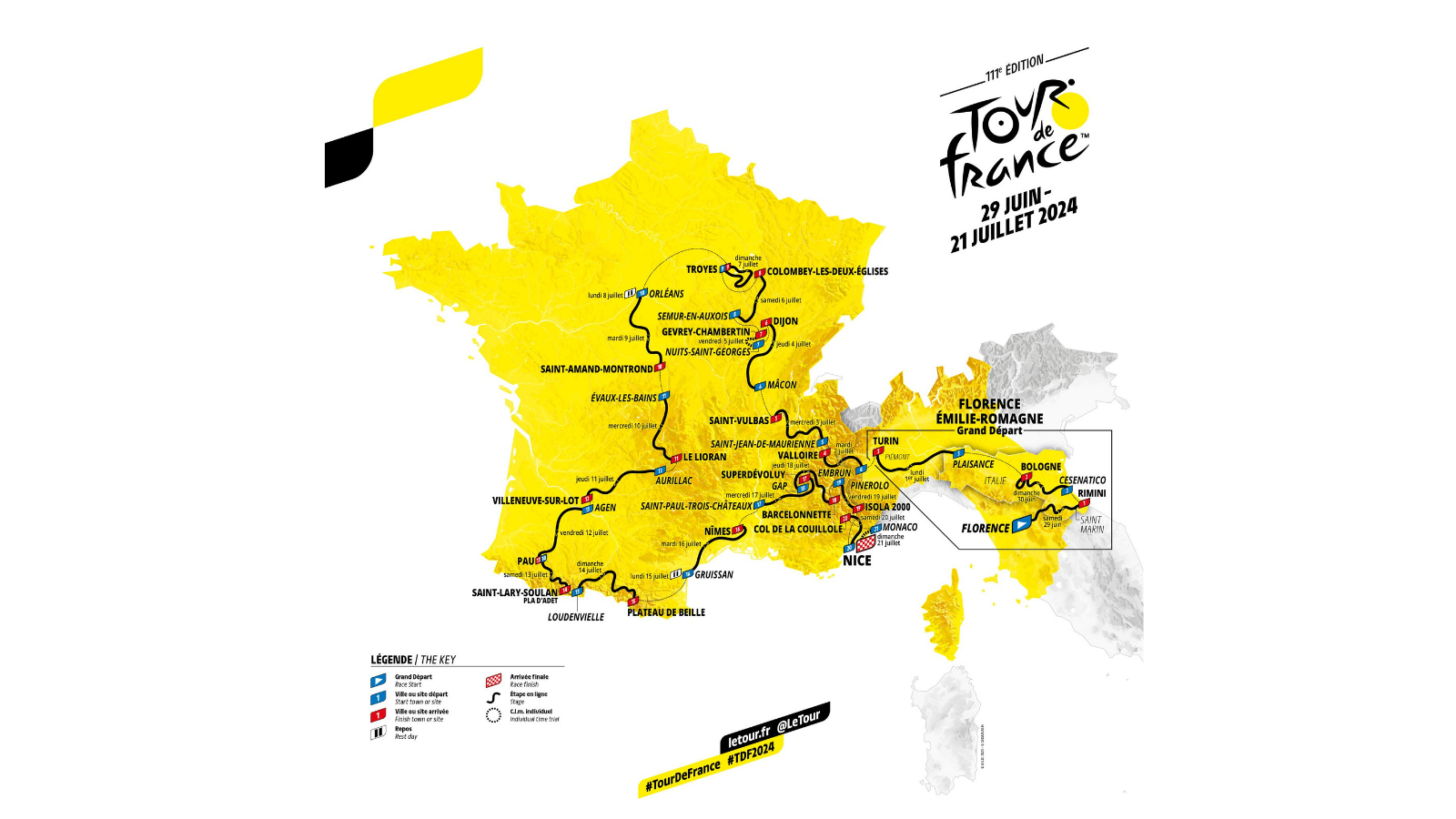 Part of the map of Toir de France 2024