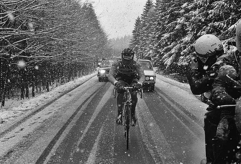 Bernard Hinault's epic solo ride in the snow at the Liège-Bastogne-Liège in 1980
