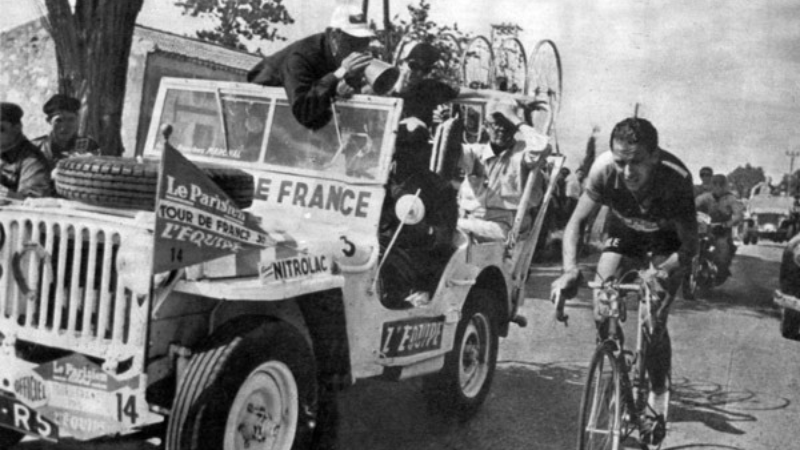 Swiss cyclist Hugo Koblet during his epic solo ride in stage 11 at Tour de France 1951