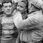 In the middle of the picture is the Italian cyclist Luigi Marchisio, winner of Giro d'Italia 1930