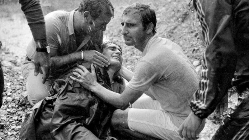 Luis Ocaña after his crash on Col de Menté at Tour de France 1971