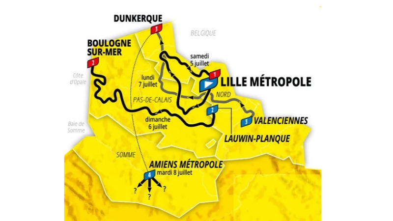 Tour de France 2025 will start in Lille, this is the map of the first three stages