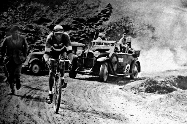 Antonin Magne on the road of Col du Aubisque, the legendary climb of the Pyrenees during Tour de France 1931